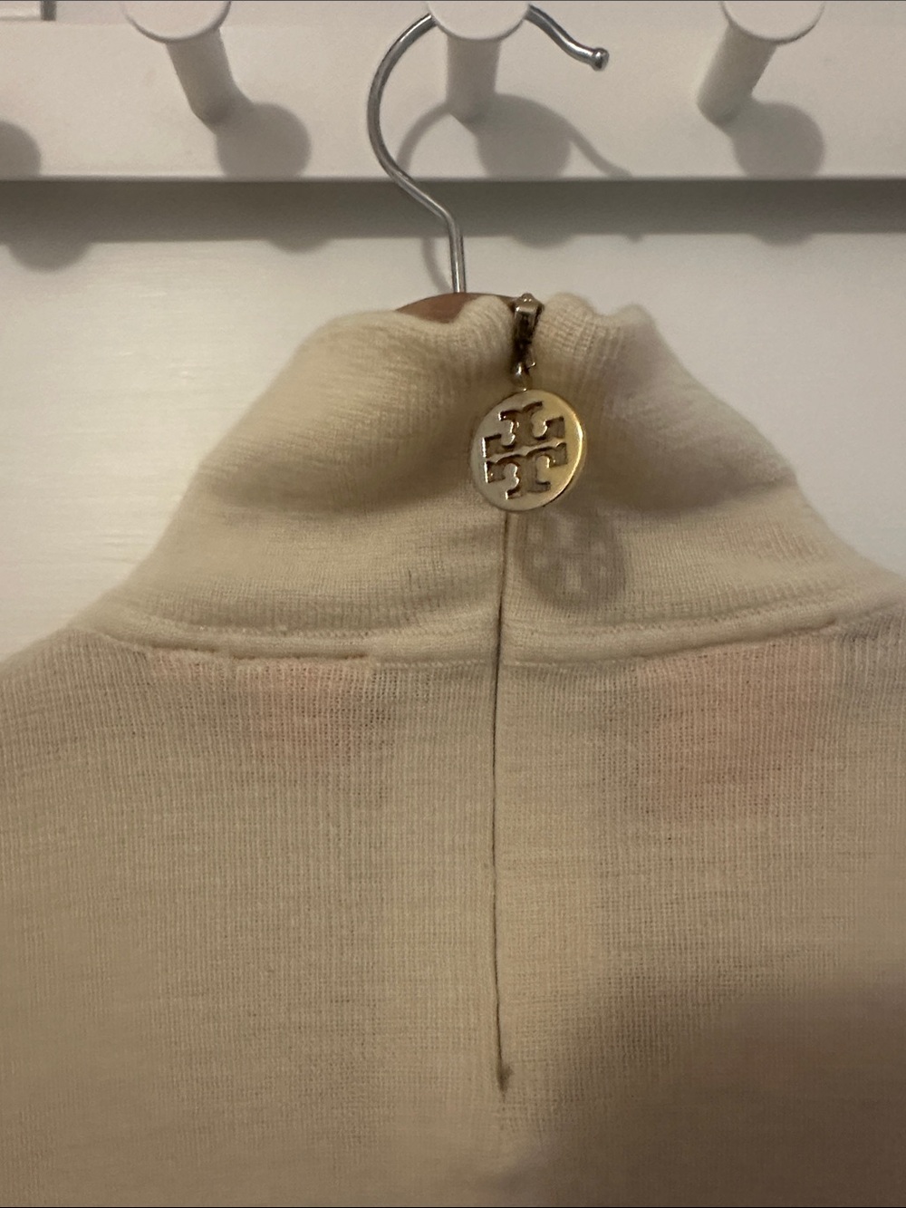 Tory Burch Cream Turtleneck Slim Knit Sweater - Picture 4 of 6